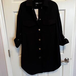 Zara Midnight Black Collared Shirt dress